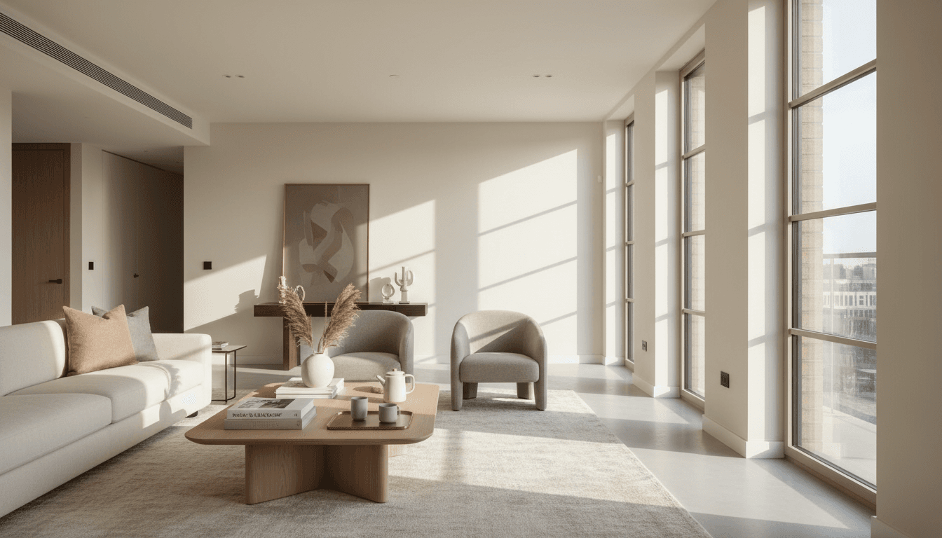 Luxury serviced apartment with natural light and contemporary furnishings