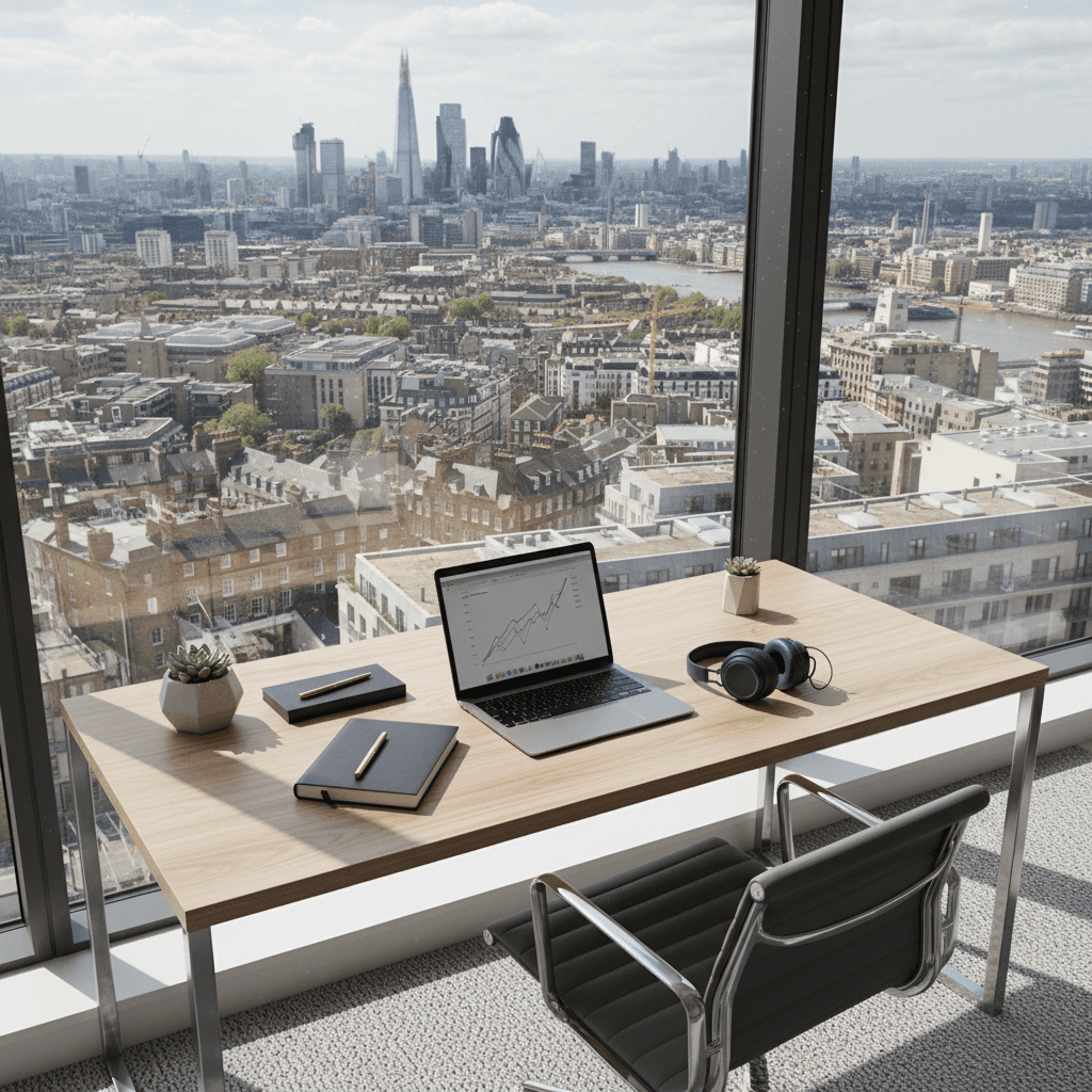 Modern workspace with London views
