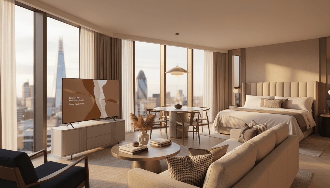 Modern luxury serviced apartment in London with natural light and contemporary furnishings