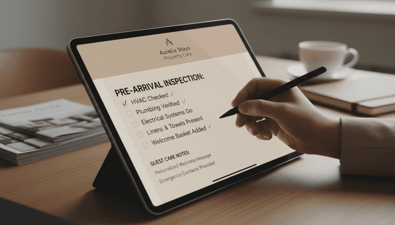 Property management checklist on tablet showing attention to detail