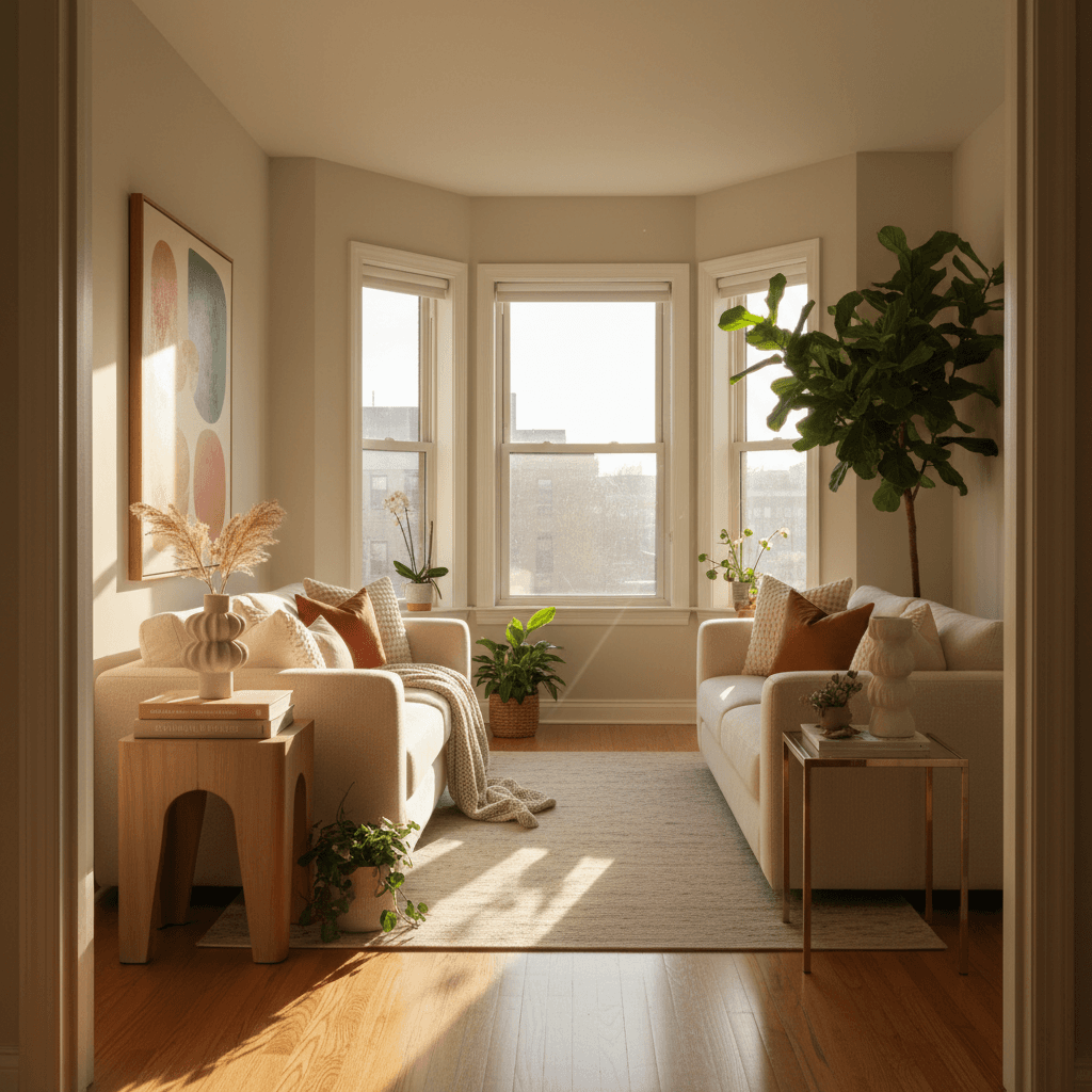 Luxury living room with afternoon light
