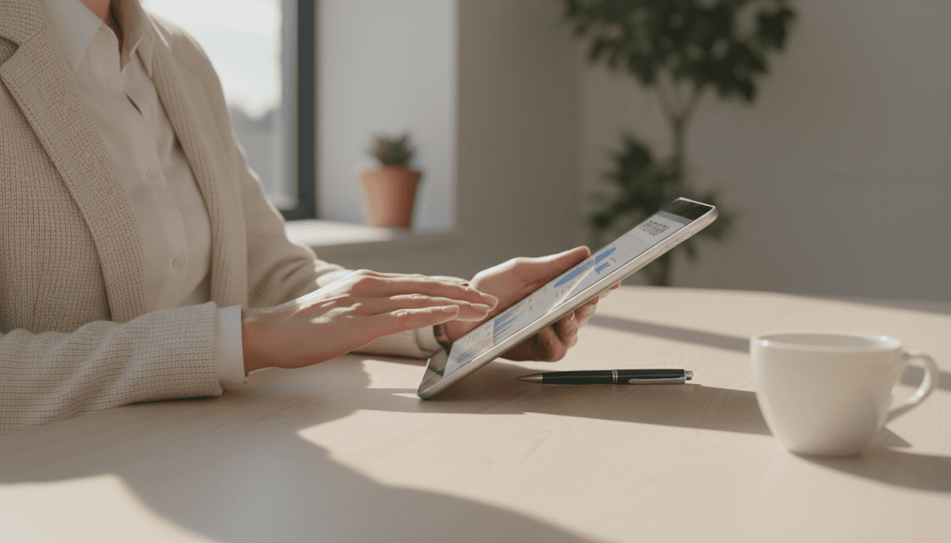 Professional property manager engaging with clients in a modern office setting